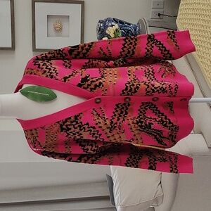 NEW FARM RIO Pink Croc Cardigan Size M